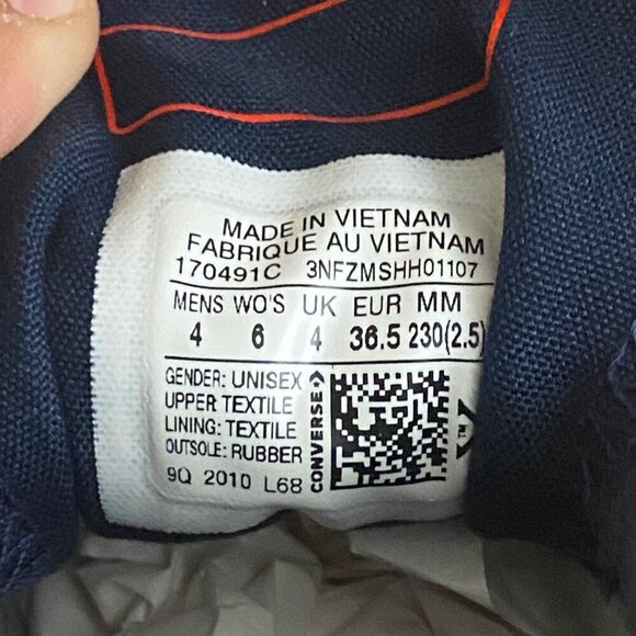 Converse Chuck 70 Heart Of The City Hi-Top Sneakers in Navy Blue Size 6 - Picture 8 of 8